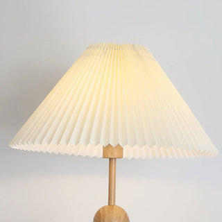Bedside Wooden Beaded Pleated Cone LED Floor Lamp Zawala Image - 6