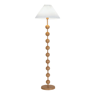 Bedside Wooden Beaded Pleated Cone LED Floor Lamp Zawala Image - 12