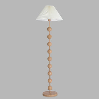 Bedside Wooden Beaded Pleated Cone LED Floor Lamp Zawala Image - 13