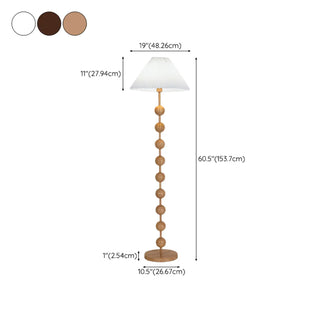 Bedside Wooden Beaded Pleated Cone LED Floor Lamp Zawala #size