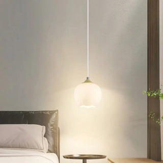 ZOWALA - Modern Bedroom White Globe Round Glass Pendant Light Image - 1