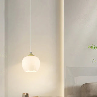 ZOWALA - Modern Bedroom White Globe Round Glass Pendant Light Image - 2