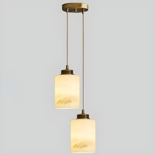 ZOWALA - Nordic Cylinder Alabaster Adjustable Height Pendant Light Image - 10