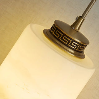 ZOWALA - Nordic Cylinder Alabaster Adjustable Height Pendant Light Image - 16