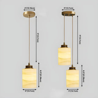 ZOWALA - Nordic Cylinder Alabaster Adjustable Height Pendant Light #size