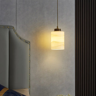 ZOWALA - Nordic Cylinder Alabaster Adjustable Height Pendant Light Image - 2