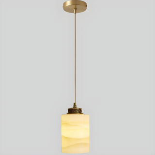 ZOWALA - Nordic Cylinder Alabaster Adjustable Height Pendant Light Image - 4