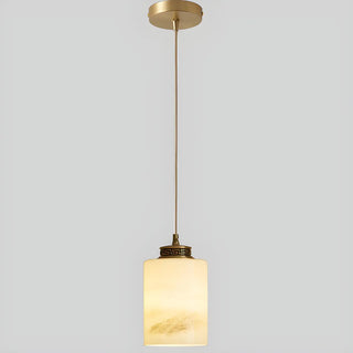 ZOWALA - Nordic Cylinder Alabaster Adjustable Height Pendant Light Image - 9