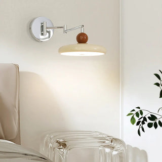 Adjustable Round Metal Bedroom Swing Arm Wall Sconce Zawala Image - 1