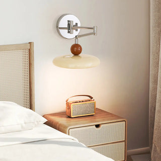 Adjustable Round Metal Bedroom Swing Arm Wall Sconce Zawala Image - 2