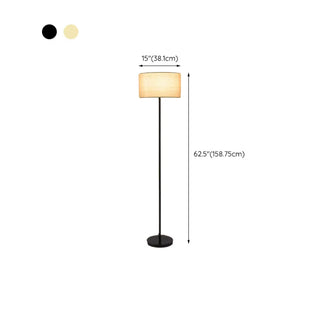 Modern Beige Drum and Black Column Metal Floor Lamp Zawala #size