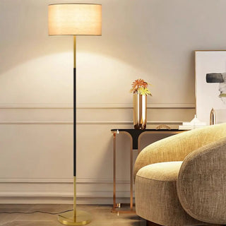 Modern Beige Drum and Black Column Metal Floor Lamp Zawala Image - 2