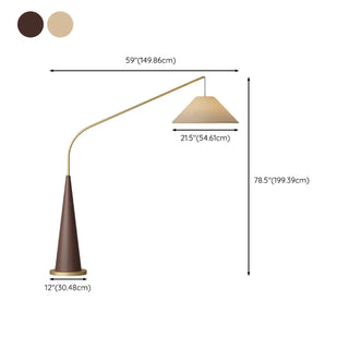 Modern Beige Cone Fabric Gibson Arc LED Floor Lamp Zawala #size