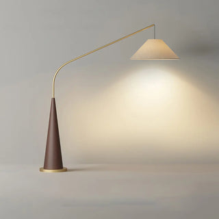 Modern Beige Cone Fabric Gibson Arc LED Floor Lamp Zawala Image - 5