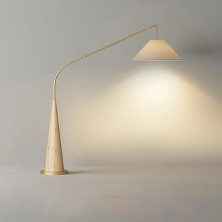 Modern Beige Cone Fabric Gibson Arc LED Floor Lamp Zawala Image - 6