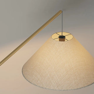 Modern Beige Cone Fabric Gibson Arc LED Floor Lamp Zawala Image - 9