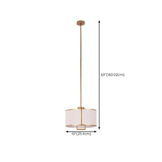 ZOWALA - Oriental Cylinder Fabric Bedroom Beige Pendant Light #size