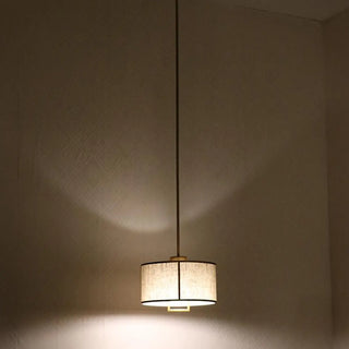 ZOWALA - Oriental Cylinder Fabric Bedroom Beige Pendant Light Image - 2