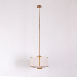 ZOWALA - Oriental Cylinder Fabric Bedroom Beige Pendant Light Image - 6
