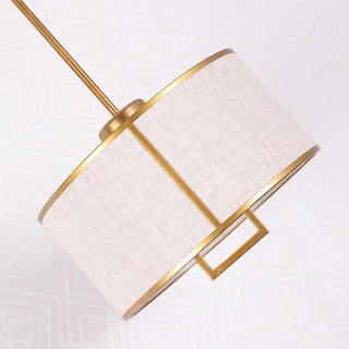 ZOWALA - Oriental Cylinder Fabric Bedroom Beige Pendant Light Image - 7