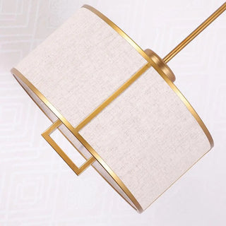 ZOWALA - Oriental Cylinder Fabric Bedroom Beige Pendant Light Image - 9