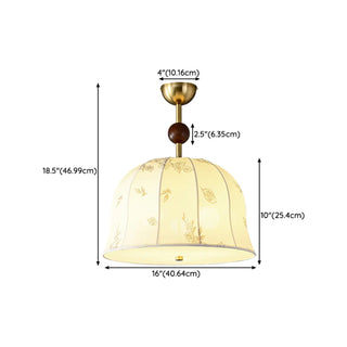 ZOWALA - Fabric Beige Bedroom Flower Patterned Drum Chandelier #size