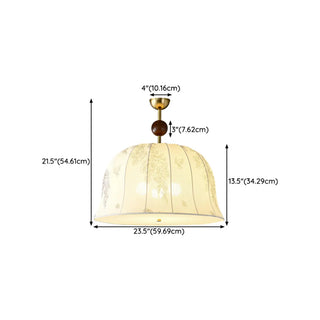 ZOWALA - Fabric Beige Bedroom Flower Patterned Drum Chandelier Image - 11