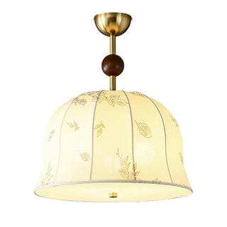 ZOWALA - Fabric Beige Bedroom Flower Patterned Drum Chandelier Image - 5