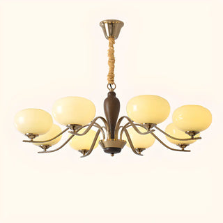 ZOWALA - Beige Glass Persimmon Walnut Living Room Chandelier Image - 10