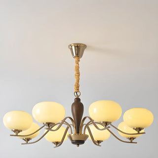ZOWALA - Beige Glass Persimmon Walnut Living Room Chandelier Image - 11