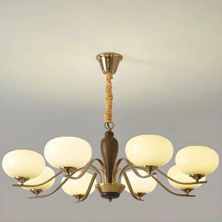 ZOWALA - Beige Glass Persimmon Walnut Living Room Chandelier Image - 12