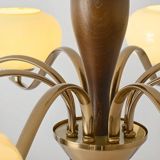 ZOWALA - Beige Glass Persimmon Walnut Living Room Chandelier Image - 15