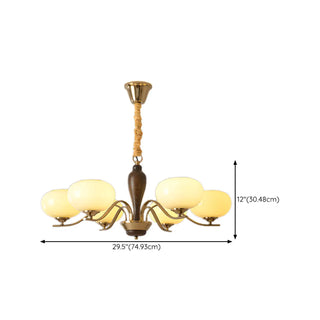 ZOWALA - Beige Glass Persimmon Walnut Living Room Chandelier #size