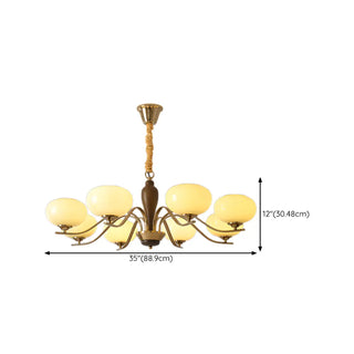 ZOWALA - Beige Glass Persimmon Walnut Living Room Chandelier Image - 18