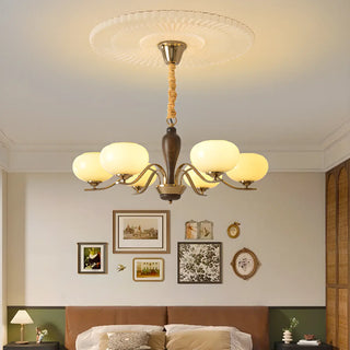 ZOWALA - Beige Glass Persimmon Walnut Living Room Chandelier Image - 4