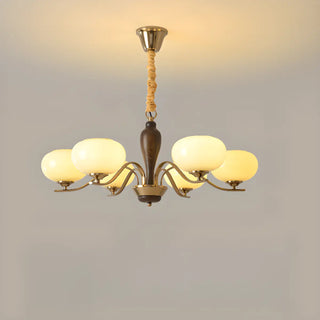 ZOWALA - Beige Glass Persimmon Walnut Living Room Chandelier Image - 5
