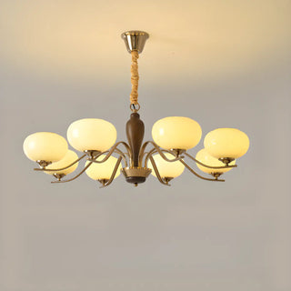 ZOWALA - Beige Glass Persimmon Walnut Living Room Chandelier Image - 6