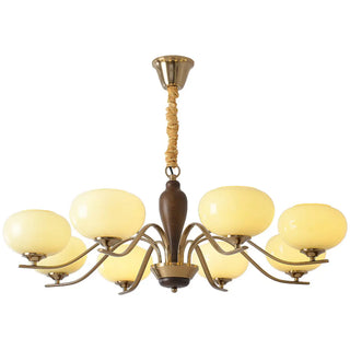 ZOWALA - Beige Glass Persimmon Walnut Living Room Chandelier Image - 7