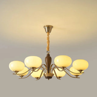 ZOWALA - Beige Glass Persimmon Walnut Living Room Chandelier Image - 8