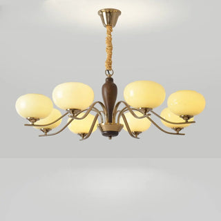 ZOWALA - Beige Glass Persimmon Walnut Living Room Chandelier Image - 9