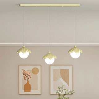 ZOWALA - Modern Bedroom Leaf Metal Globe White Acrylic Pendant Light Image - 1