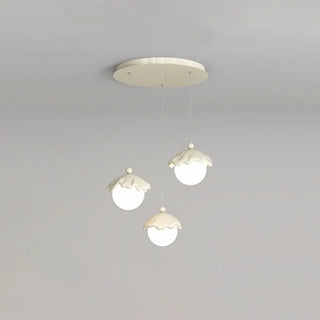 ZOWALA - Modern Bedroom Leaf Metal Globe White Acrylic Pendant Light Image - 10