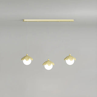 ZOWALA - Modern Bedroom Leaf Metal Globe White Acrylic Pendant Light Image - 11