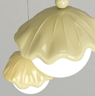 ZOWALA - Modern Bedroom Leaf Metal Globe White Acrylic Pendant Light Image - 14