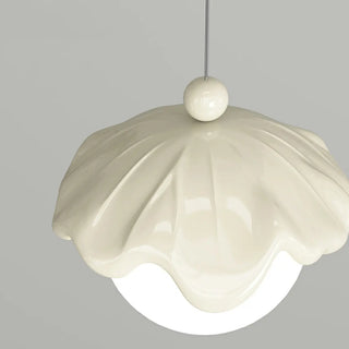 ZOWALA - Modern Bedroom Leaf Metal Globe White Acrylic Pendant Light Image - 15