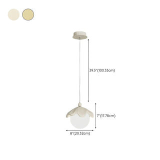 ZOWALA - Modern Bedroom Leaf Metal Globe White Acrylic Pendant Light #size