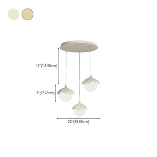 ZOWALA - Modern Bedroom Leaf Metal Globe White Acrylic Pendant Light Image - 18