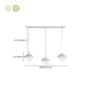 ZOWALA - Modern Bedroom Leaf Metal Globe White Acrylic Pendant Light Image - 19