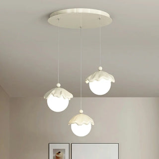 ZOWALA - Modern Bedroom Leaf Metal Globe White Acrylic Pendant Light Image - 2