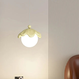 ZOWALA - Modern Bedroom Leaf Metal Globe White Acrylic Pendant Light Image - 6